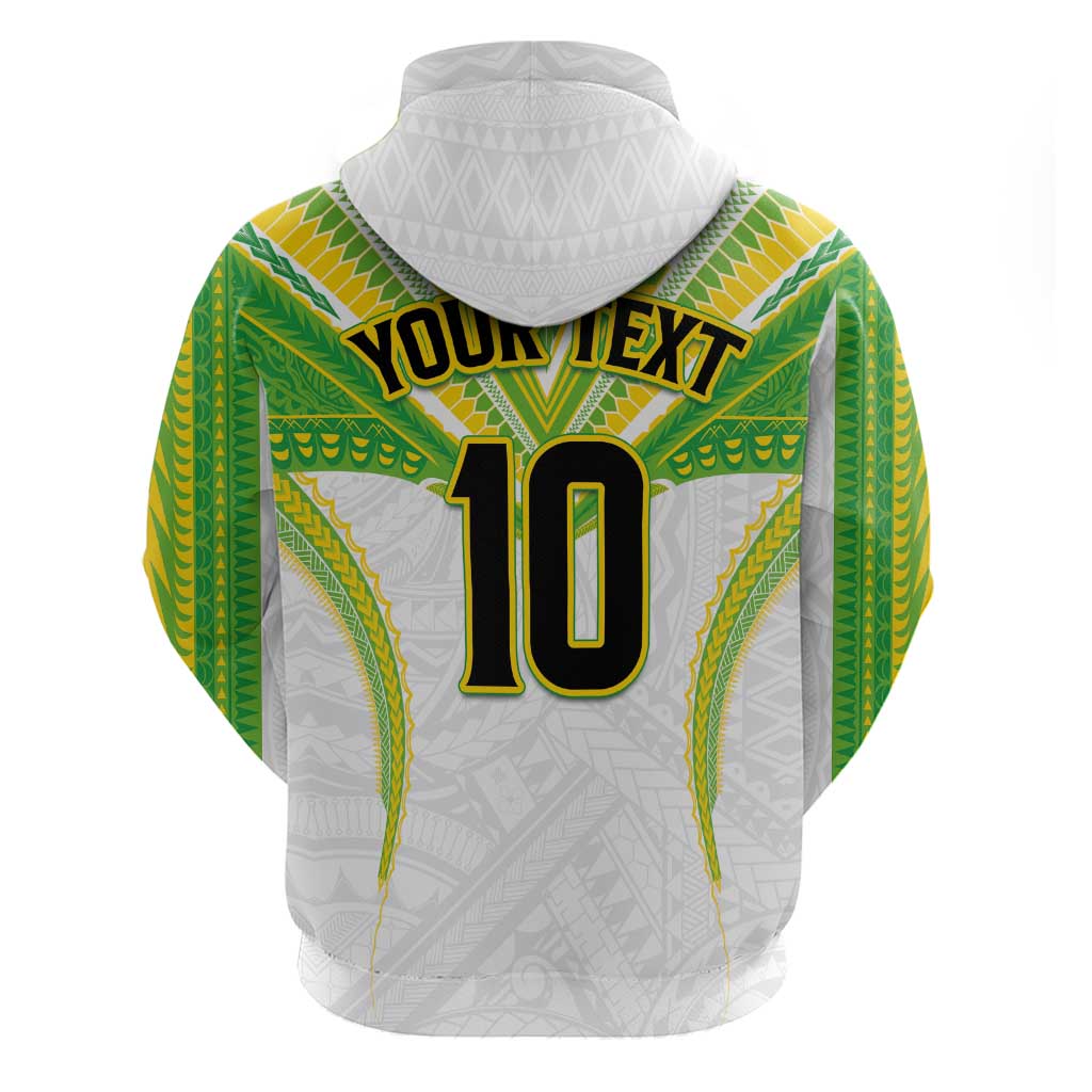 Custom Cook Islands Rugby Zip Hoodie Tatau Art Sport Style White Color