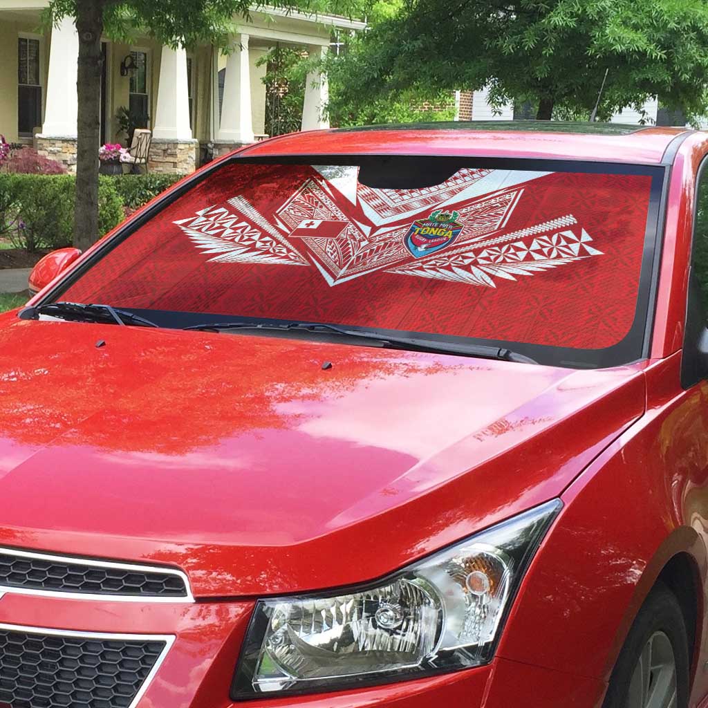 Tonga Rugby Auto Sun Shade Ngatu Motifs and Pacific Patterns