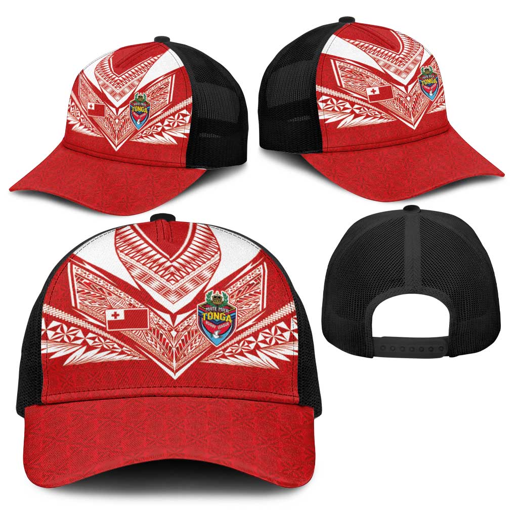 Tonga Rugby Baseball Net Cap Ngatu Motifs and Pacific Patterns