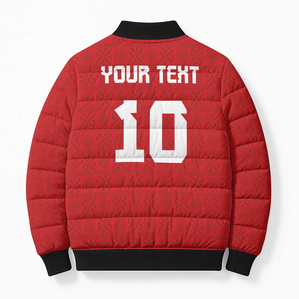 Custom Tonga Rugby Bomber Puffer Jacket Ngatu Motifs and Pacific Patterns