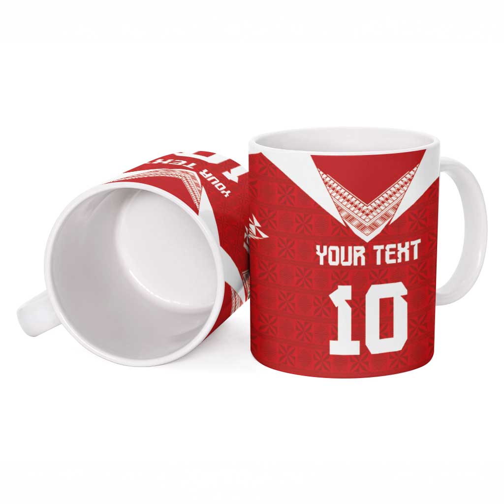 Custom Tonga Rugby Ceramic Mug Ngatu Motifs and Pacific Patterns