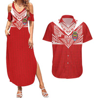 Custom Tonga Rugby Couples Matching Summer Maxi Dress and Hawaiian Shirt Ngatu Motifs and Pacific Patterns
