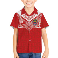Custom Tonga Rugby Family Matching Off Shoulder Maxi Dress and Hawaiian Shirt Ngatu Motifs and Pacific Patterns