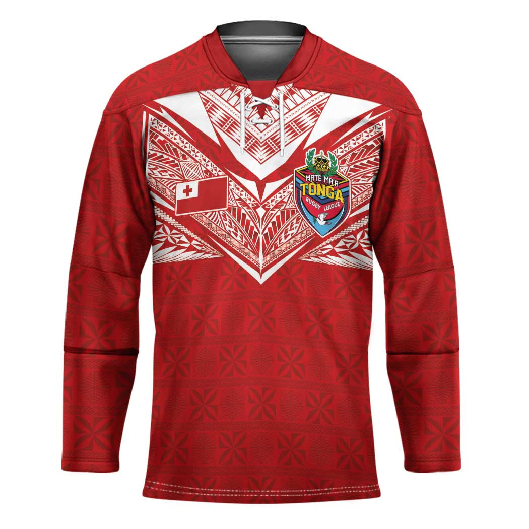 Custom Tonga Rugby Hockey Jersey Ngatu Motifs and Pacific Patterns
