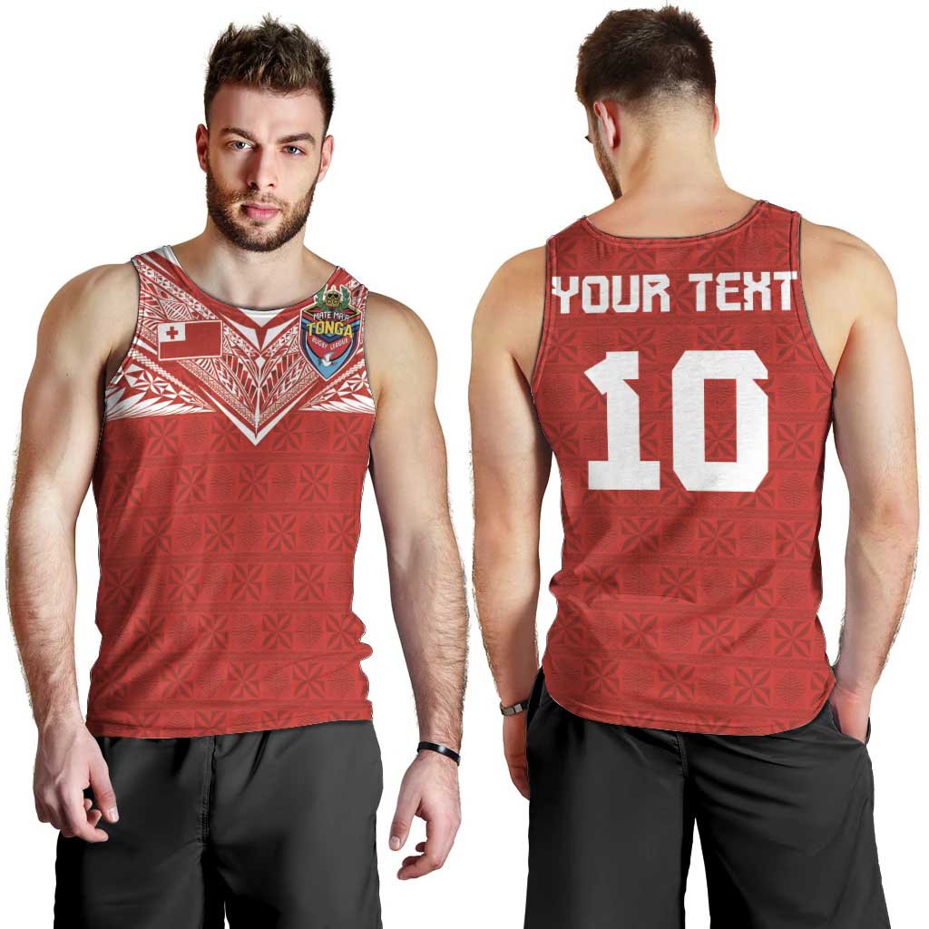Custom Tonga Rugby Men Tank Top Ngatu Motifs and Pacific Patterns