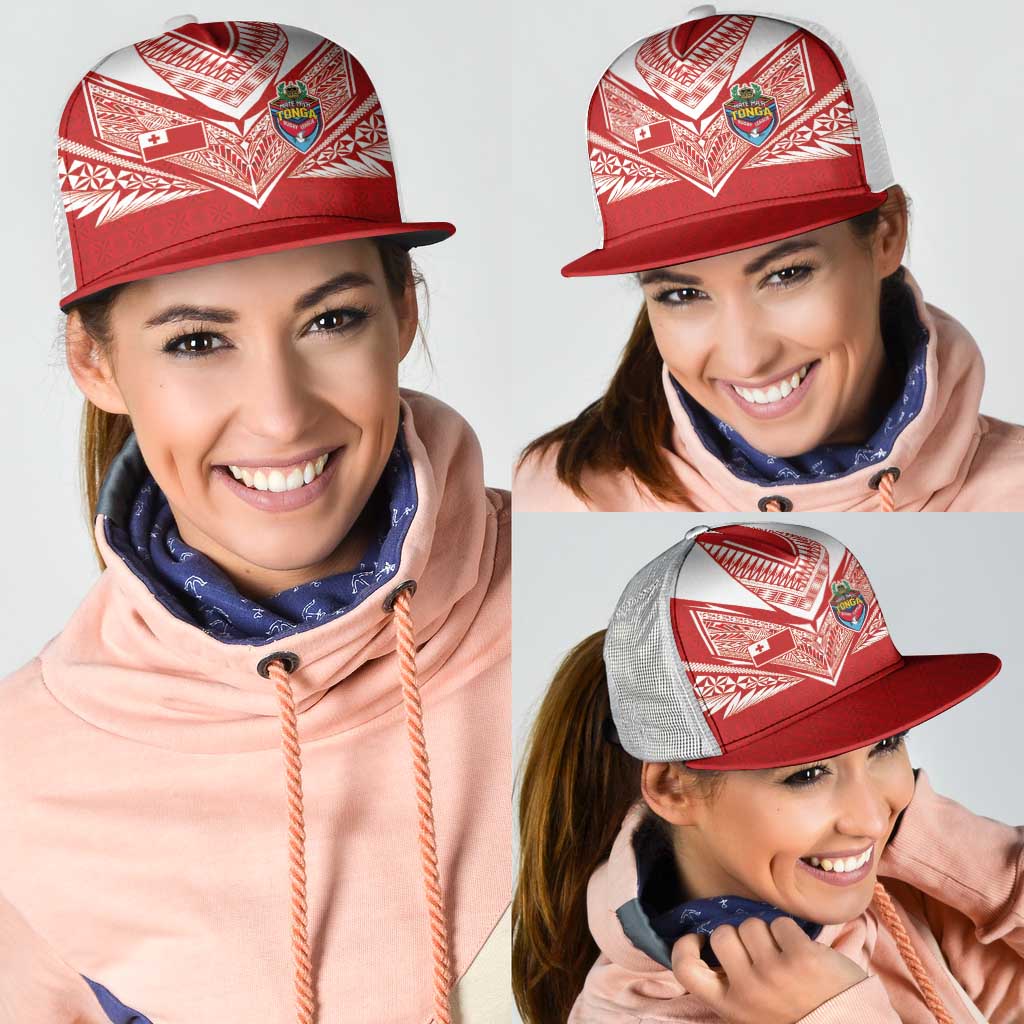 Tonga Rugby Mesh Trucker Cap Ngatu Motifs and Pacific Patterns