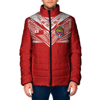 Custom Tonga Rugby Padded Jacket Ngatu Motifs and Pacific Patterns