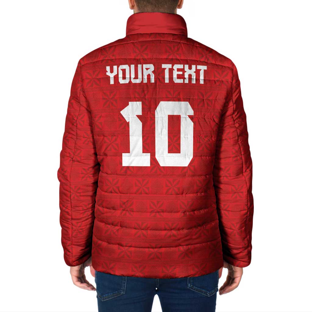 Custom Tonga Rugby Padded Jacket Ngatu Motifs and Pacific Patterns