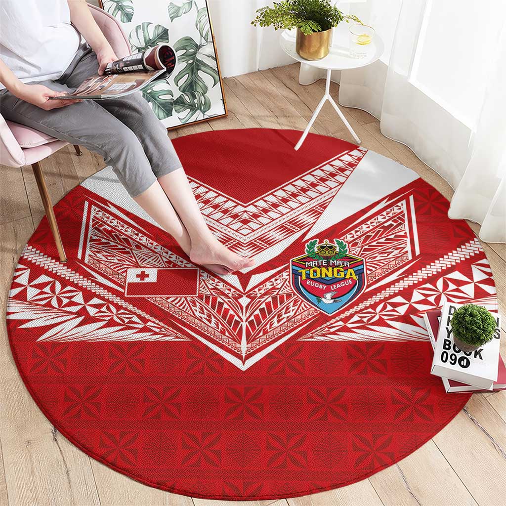Tonga Rugby Round Carpet Ngatu Motifs and Pacific Patterns