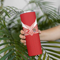 Custom Tonga Rugby Skinny Tumbler Ngatu Motifs and Pacific Patterns