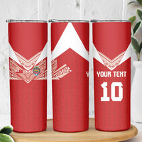 Custom Tonga Rugby Skinny Tumbler Ngatu Motifs and Pacific Patterns
