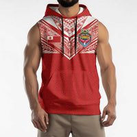 Custom Tonga Rugby Sleeveless Hoodie Ngatu Motifs and Pacific Patterns