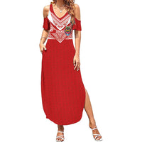 Custom Tonga Rugby Summer Maxi Dress Ngatu Motifs and Pacific Patterns