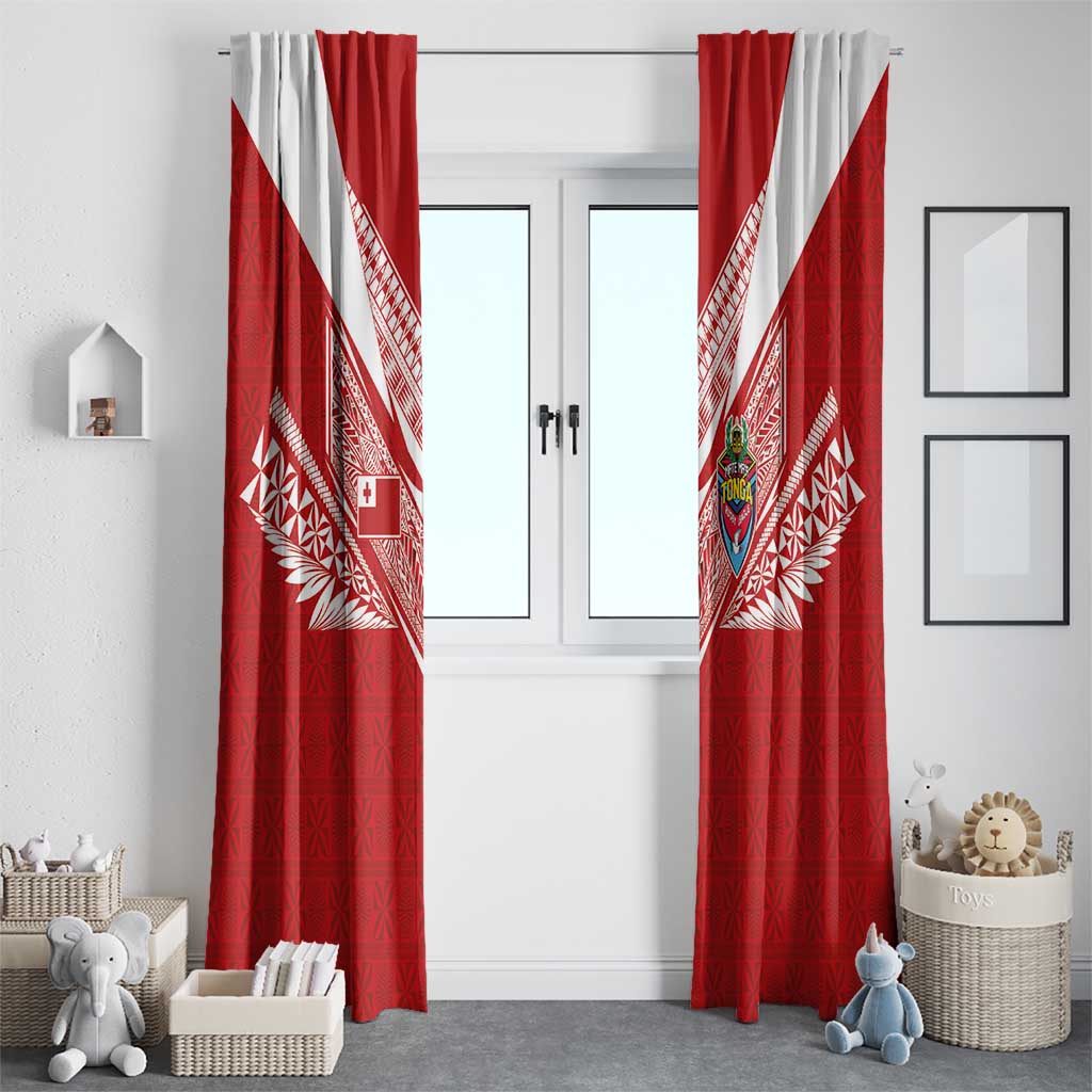 Tonga Rugby Window Curtain Ngatu Motifs and Pacific Patterns