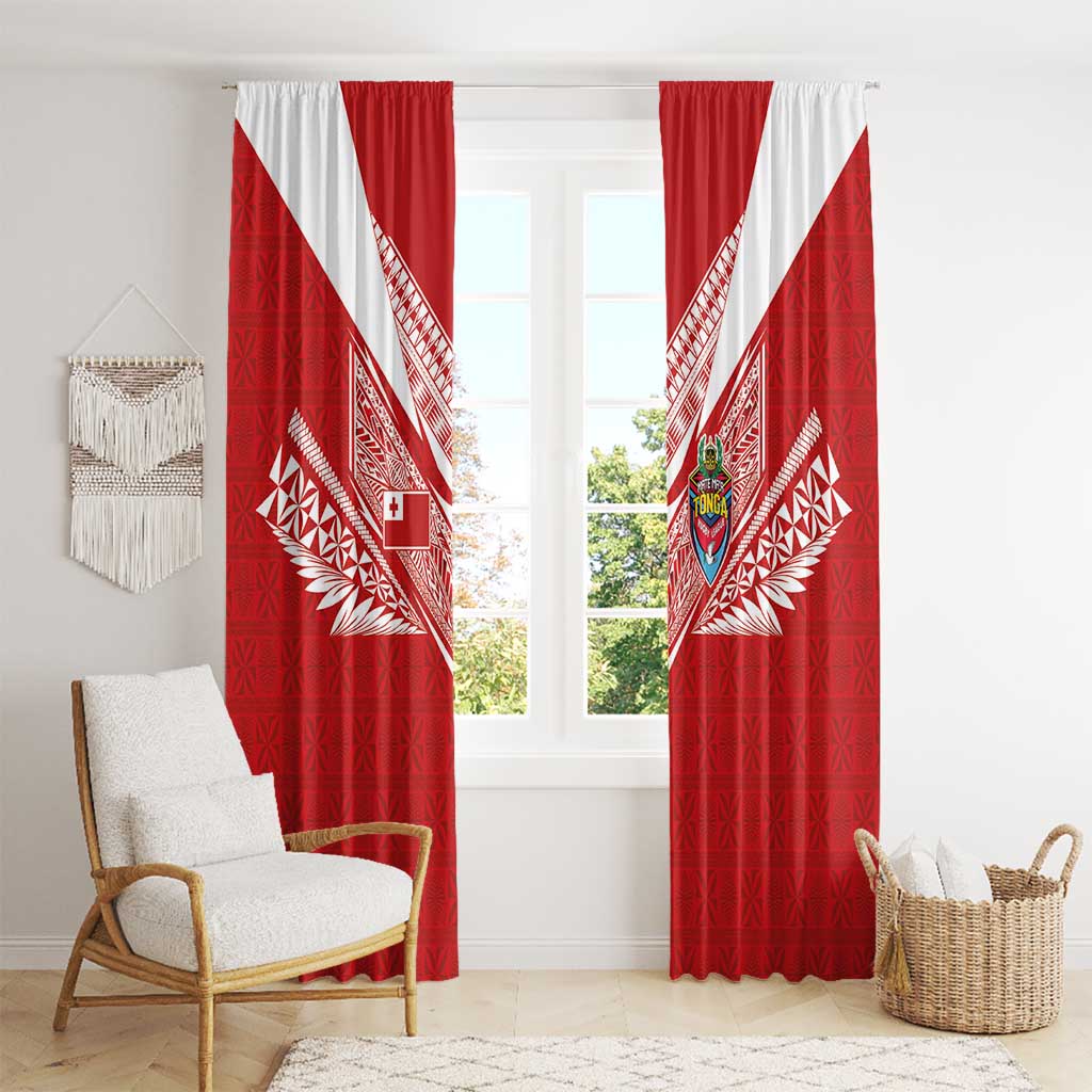 Tonga Rugby Window Curtain Ngatu Motifs and Pacific Patterns