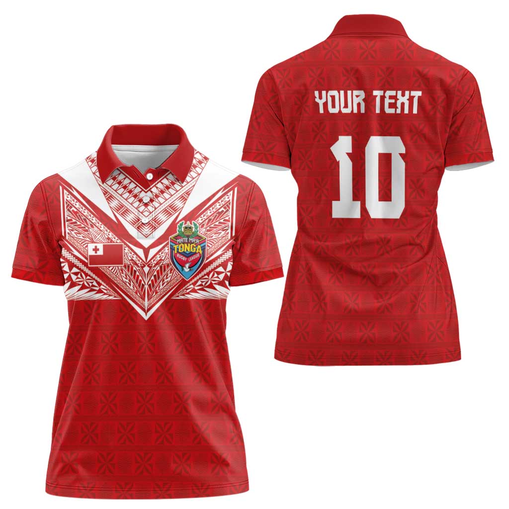 Custom Tonga Rugby Women Polo Shirt Ngatu Motifs and Pacific Patterns