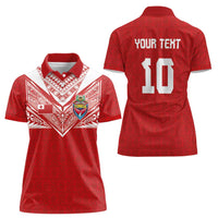 Custom Tonga Rugby Women Polo Shirt Ngatu Motifs and Pacific Patterns