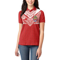 Custom Tonga Rugby Women Polo Shirt Ngatu Motifs and Pacific Patterns