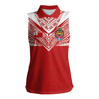 Custom Tonga Rugby Women Sleeveless Polo Shirt Ngatu Motifs and Pacific Patterns