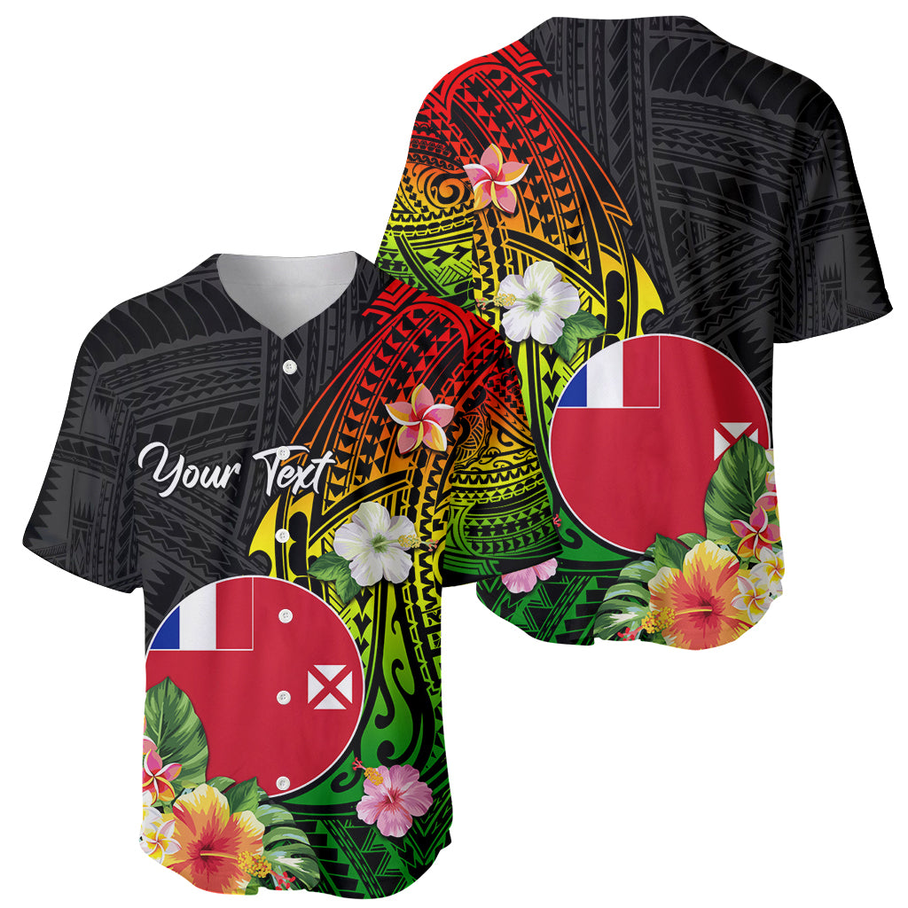 Wallis and Futuna Victory Day Baseball Jersey Tribal Polynesian Tattoo and Hibiscus Flower LT03 - Polynesian Pride