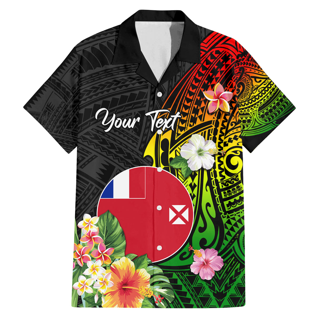 Wallis and Futuna Victory Day Family Matching Mermaid Dress and Hawaiian Shirt Tribal Polynesian Tattoo and Hibiscus Flower LT03 Dad's Shirt - Short Sleeve Reggae - Polynesian Pride