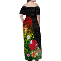 Wallis and Futuna Victory Day Family Matching Off Shoulder Maxi Dress and Hawaiian Shirt Tribal Polynesian Tattoo and Hibiscus Flower LT03 - Polynesian Pride