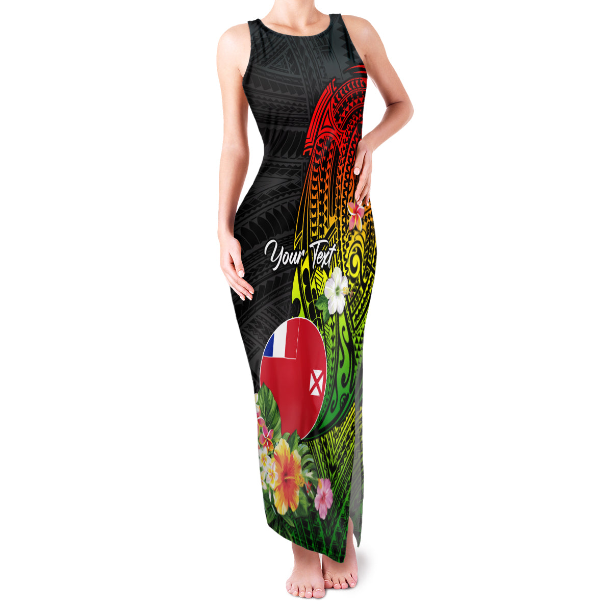 Wallis and Futuna Victory Day Family Matching Tank Maxi Dress and Hawaiian Shirt Tribal Polynesian Tattoo and Hibiscus Flower LT03 Mom's Dress Reggae - Polynesian Pride