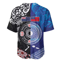 Samoa and Aotearoa Together Baseball Jersey Tatau Art Tattoos-Taniko and Maori with Fern LT03 - Polynesian Pride