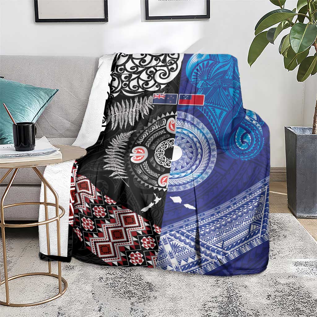 Samoa and Aotearoa Together Blanket Tatau Art Tattoos-Taniko and Maori with Fern