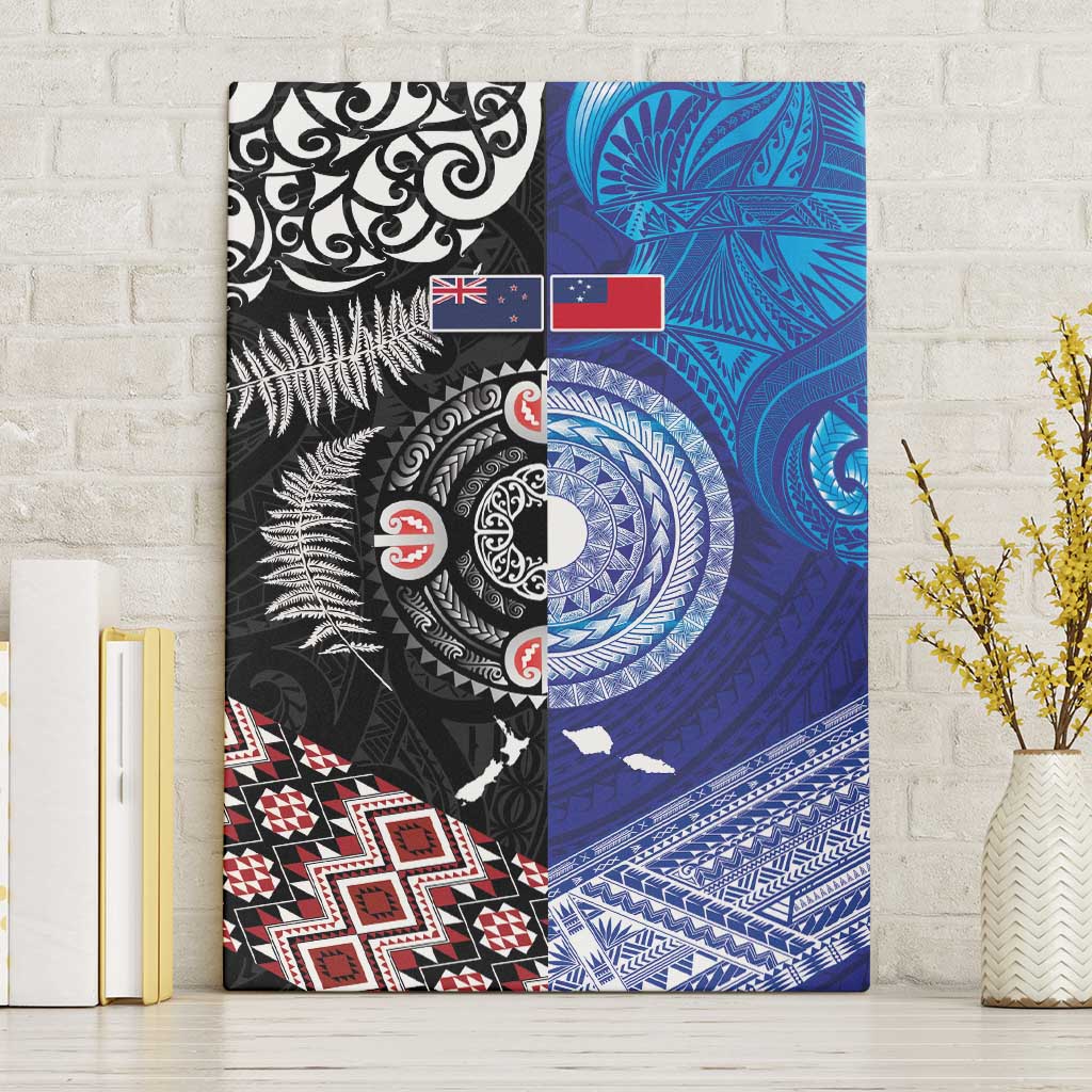 Samoa and Aotearoa Together Canvas Wall Art Tatau Art Tattoos-Taniko and Maori with Fern