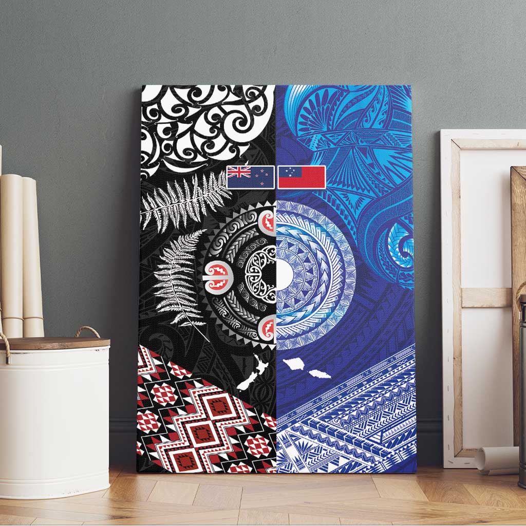 Samoa and Aotearoa Together Canvas Wall Art Tatau Art Tattoos-Taniko and Maori with Fern