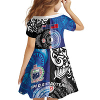 Samoa and Aotearoa Together Family Matching Off The Shoulder Long Sleeve Dress and Hawaiian Shirt Tatau Art Tattoos-Taniko and Maori with Fern LT03 - Polynesian Pride