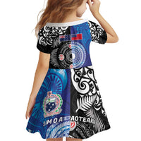 Samoa and Aotearoa Together Family Matching Off Shoulder Maxi Dress and Hawaiian Shirt Tatau Art Tattoos-Taniko and Maori with Fern