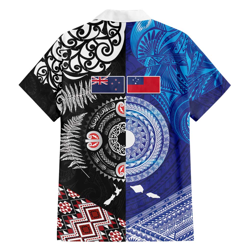 Samoa and Aotearoa Together Family Matching Puletasi and Hawaiian Shirt Tatau Art Tattoos-Taniko and Maori with Fern LT03 - Polynesian Pride