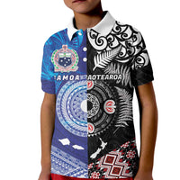 Samoa and Aotearoa Together Kid Polo Shirt Tatau Art Tattoos-Taniko and Maori with Fern