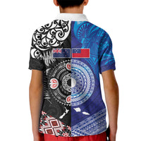 Samoa and Aotearoa Together Kid Polo Shirt Tatau Art Tattoos-Taniko and Maori with Fern
