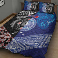 Samoa and Aotearoa Together Quilt Bed Set Tatau Art Tattoos-Taniko and Maori with Fern