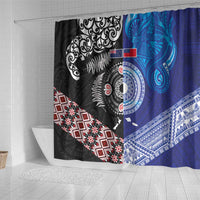 Samoa and Aotearoa Together Shower Curtain Tatau Art Tattoos-Taniko and Maori with Fern