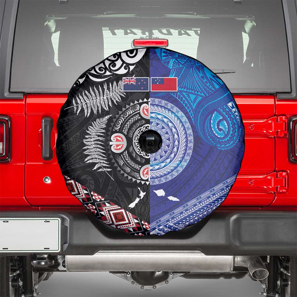 Samoa and Aotearoa Together Spare Tire Cover Tatau Art Tattoos-Taniko and Maori with Fern