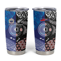 Samoa and Aotearoa Together Tumbler Cup Tatau Art Tattoos-Taniko and Maori with Fern