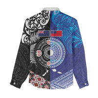 Samoa and Aotearoa Together Women Casual Shirt Tatau Art Tattoos-Taniko and Maori with Fern