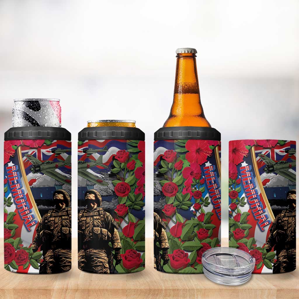 Hawaii and United States Memorial Day 4 in 1 Can Cooler Tumbler -Honor and Remember The Fallen