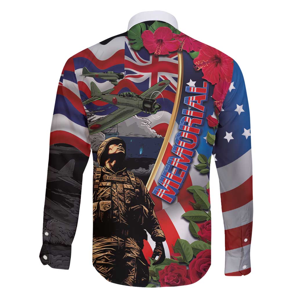 Hawaii and United States Memorial Day Family Matching Short Sleeve Bodycon Dress and Hawaiian Shirt Honor and Remember The Fallen