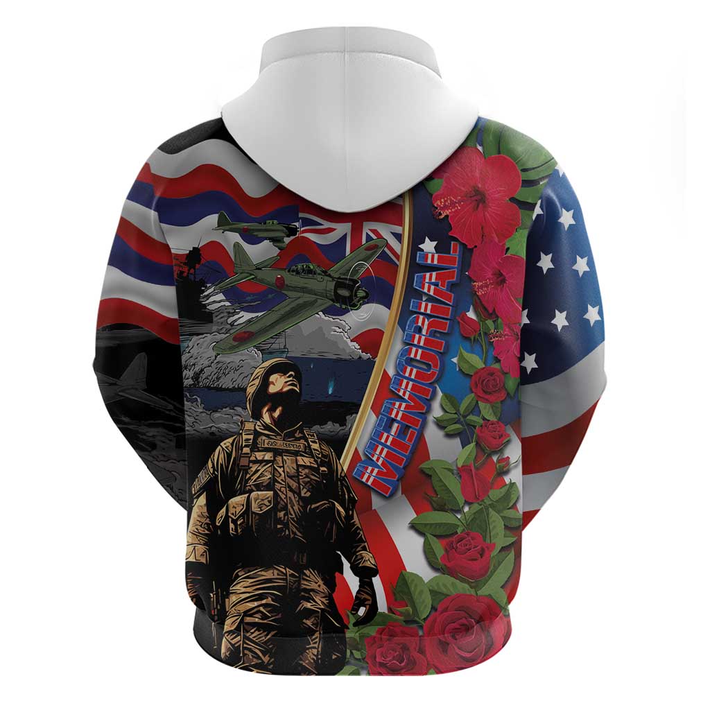 Hawaii and United States Memorial Day Hoodie Honor and Remember The Fallen