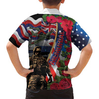 Hawaii and United States Memorial Day Kid Hawaiian Shirt Honor and Remember The Fallen