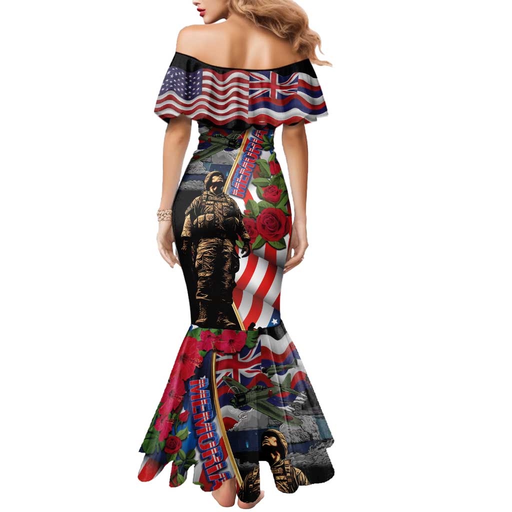 Hawaii and United States Memorial Day Mermaid Dress Honor and Remember The Fallen