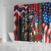 Hawaii and United States Memorial Day Shower Curtain Honor and Remember The Fallen LT03 - Polynesian Pride