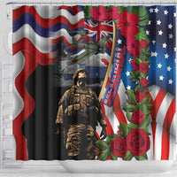 Hawaii and United States Memorial Day Shower Curtain Honor and Remember The Fallen LT03 - Polynesian Pride