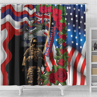 Hawaii and United States Memorial Day Shower Curtain Honor and Remember The Fallen LT03 - Polynesian Pride