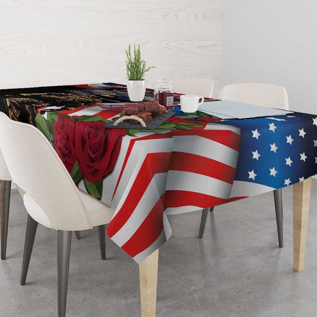 Hawaii and United States Memorial Day Tablecloth Honor and Remember The Fallen